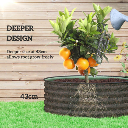 Galvanised Steel Raised Garden Bed Set with Gloves 43cm Depth - Light Green