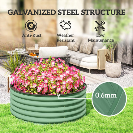 Galvanised Steel Raised Garden Bed Set with Gloves 43cm Depth - Light Green