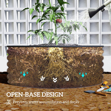 Galvanised Steel Raised Garden Bed Set with Gloves 43cm Depth - Light Green