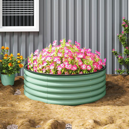 Galvanised Steel Raised Garden Bed Set with Gloves 43cm Depth - Light Green