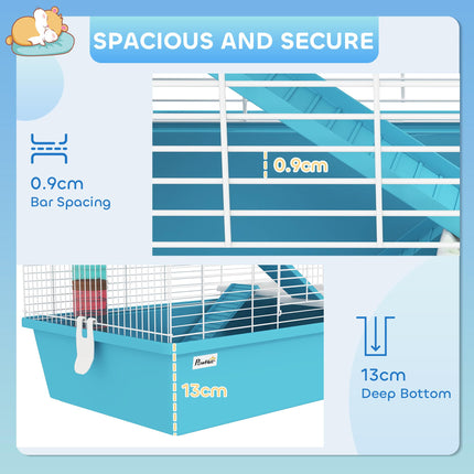 4 Tier Hamster Cage with Tubes, Exercise Wheel, Hut & Accessories for Dwarf Hamsters - Light Blue
