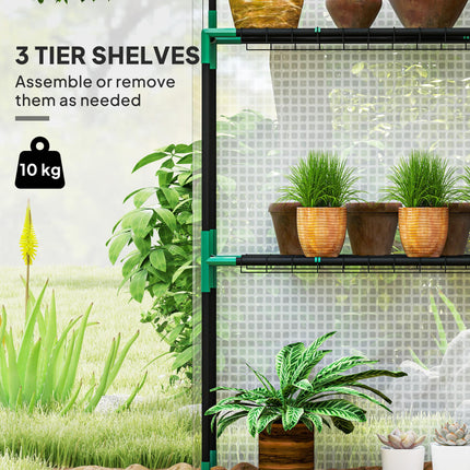 1.43m Walk-In Greenhouse with Shelves and UV-Resistant Cover - White