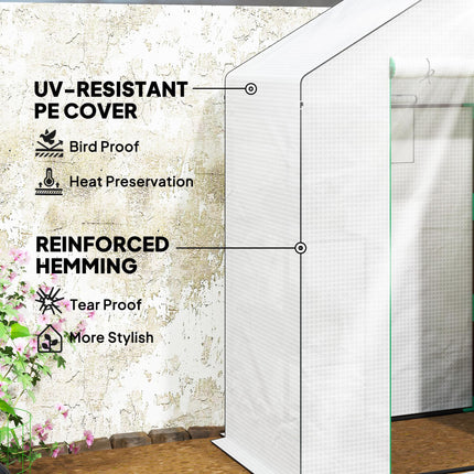 1.43m Walk-In Greenhouse with Shelves and UV-Resistant Cover - White