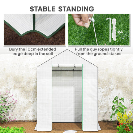 1.43m Walk-In Greenhouse with Shelves and UV-Resistant Cover - White