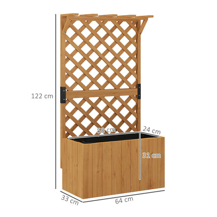 Freestanding Wooden Raised Planter with Trellis and Liner - Natural