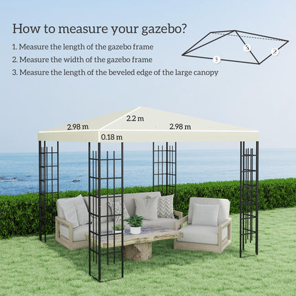 3x3m Gazebo Replacement Canopy for SKU 84C-303 - Cream Polyester