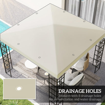 3x3m Gazebo Replacement Canopy for SKU 84C-303 - Cream Polyester