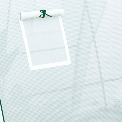Polytunnel Greenhouse with Sandbags, Walk-In Tunnel Green House with 2 Doors and Screen Windows, 1.8 x 1.8 x 2m, White
