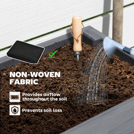 Two Tier Wooden Raised Planter with Drainage Holes - Grey