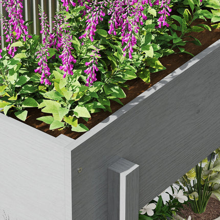 Two Tier Wooden Raised Planter with Drainage Holes - Grey