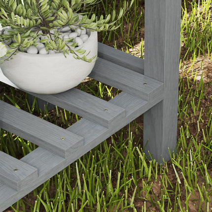 Two Tier Wooden Raised Planter with Drainage Holes - Grey