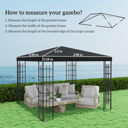 3 Piece 3x3m Gazebo Canopy Replacement with UPF30 - Black