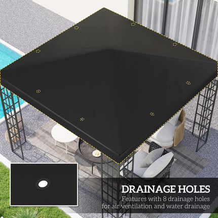 3 Piece 3x3m Gazebo Canopy Replacement with UPF30 - Black