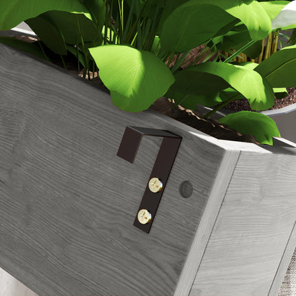 Set of 3 Wooden Wall-Mounted Garden Planters with Trellis - Grey