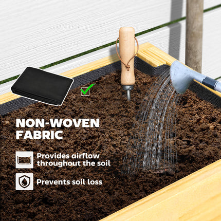 Wooden Raised Garden Bed with Drainage Holes and Storage Shelf - Natural Finish
