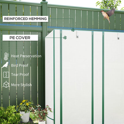 Three Tier Mini Greenhouse with Zipped Door and Shelves - White