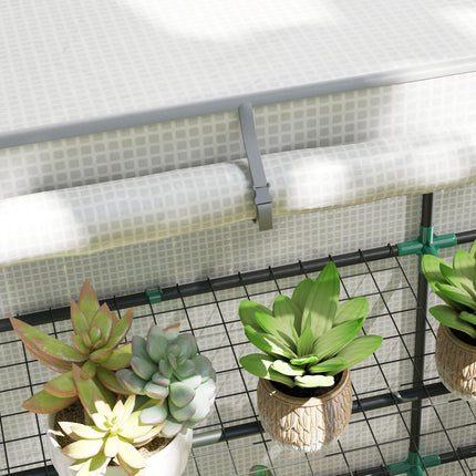 Three-Tier Mini Greenhouse with Zipped Door and Weatherproof Cover - White
