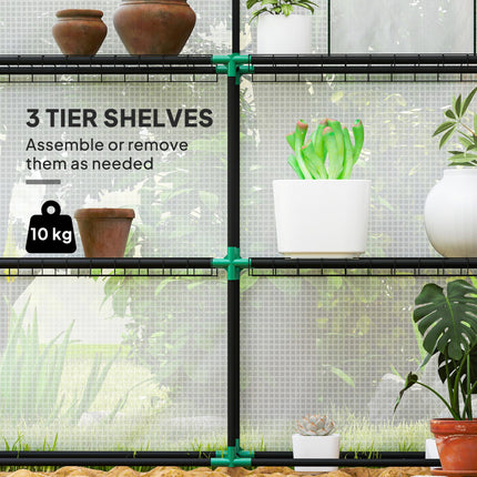 1.43m Walk-In Greenhouse with Shelves and UV-Resistant Cover - White