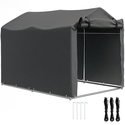 Garden Storage Tent 2.2x1.6m Waterproof UV-Resistant with Roll-Up Door - Dark Grey