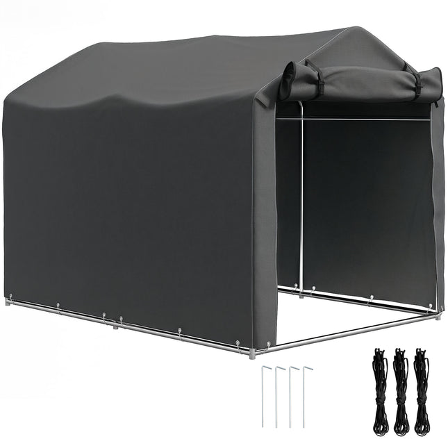 Garden Storage Tent 2.2x1.6m Waterproof UV-Resistant with Roll-Up Door - Dark Grey