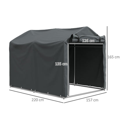Garden Storage Tent 2.2x1.6m Waterproof UV-Resistant with Roll-Up Door - Dark Grey