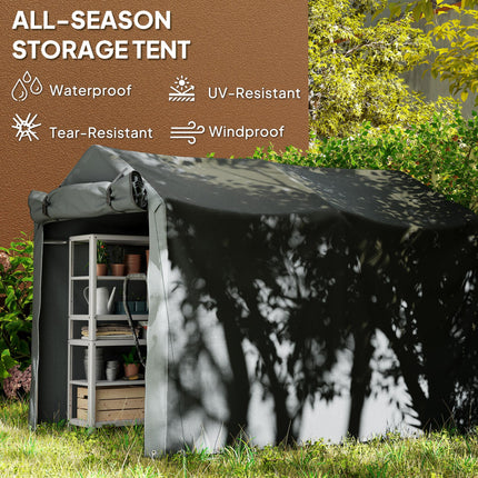 Garden Storage Tent 2.2x1.6m Waterproof UV-Resistant with Roll-Up Door - Dark Grey