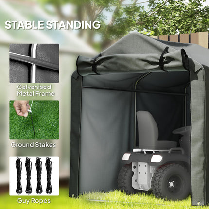 Garden Storage Tent 2.2x1.6m Waterproof UV-Resistant with Roll-Up Door - Dark Grey