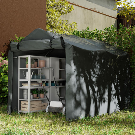 Garden Storage Tent 2.2x1.6m Waterproof UV-Resistant with Roll-Up Door - Dark Grey