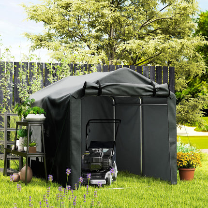 Garden Storage Tent 2.2x1.6m Waterproof UV-Resistant with Roll-Up Door - Dark Grey