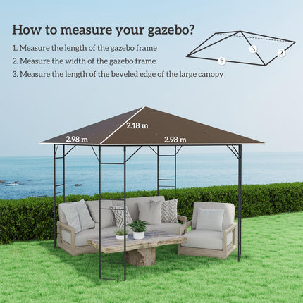 3 x 3(m) Gazebo Canopy Replacement Cover, Garden Gazebo Roof Replacement with Dr