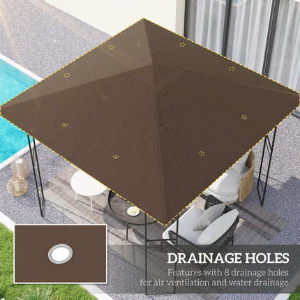 3 x 3(m) Gazebo Canopy Replacement Cover, Garden Gazebo Roof Replacement with Dr