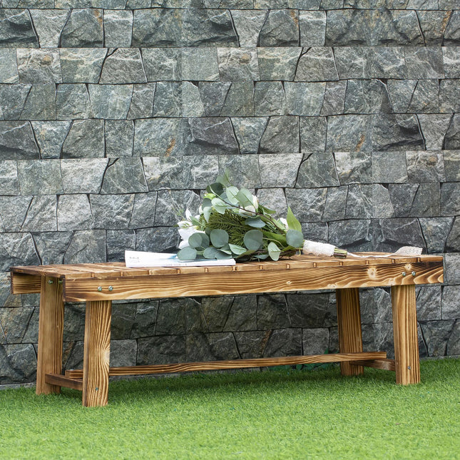 3-Piece 2-Seater Fir Wood Garden Bench Set 110L x 38W x 35Hcm - Carbonised