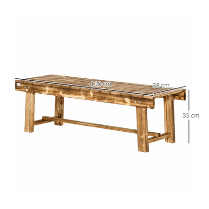 3-Piece 2-Seater Fir Wood Garden Bench Set 110L x 38W x 35Hcm - Carbonised