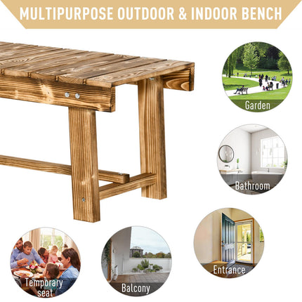 3-Piece 2-Seater Fir Wood Garden Bench Set 110L x 38W x 35Hcm - Carbonised