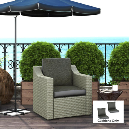 4 Pieces Outdoor Seat Cushions with Backrest, Fabric and PE Rattan Cover, Water