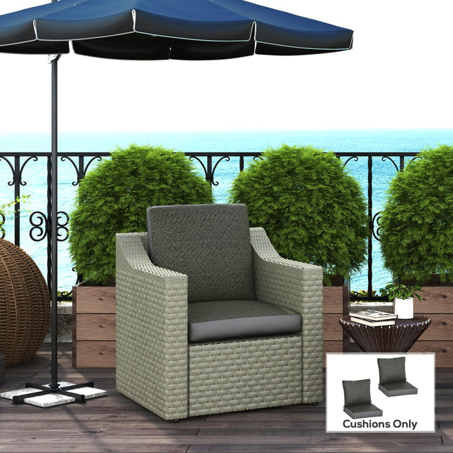 4 Pieces Outdoor Seat Cushions with Backrest, Fabric and PE Rattan Cover, Water