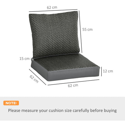 4 Pieces Outdoor Seat Cushions with Backrest, Fabric and PE Rattan Cover, Water