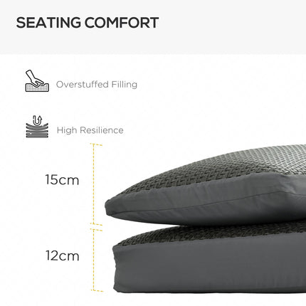 4 Pieces Outdoor Seat Cushions with Backrest, Fabric and PE Rattan Cover, Water