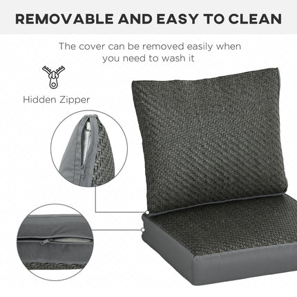 4 Pieces Outdoor Seat Cushions with Backrest, Fabric and PE Rattan Cover, Water