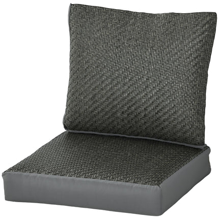 4 Pieces Outdoor Seat Cushions with Backrest, Fabric and PE Rattan Cover, Water