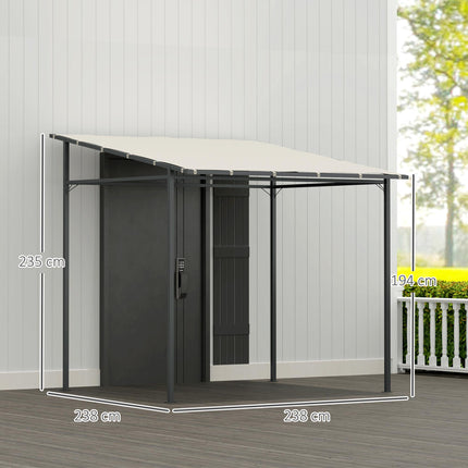 Wall Mounted Pergola Gazebo with PA Coated Fabric - Cream White