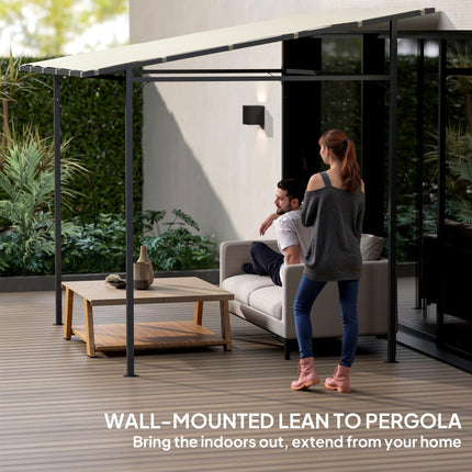 Wall Mounted Pergola Gazebo with PA Coated Fabric - Cream White