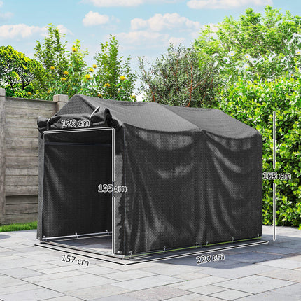 Garden Storage Tent with Roll-Up Door Waterproof Shelter - Black