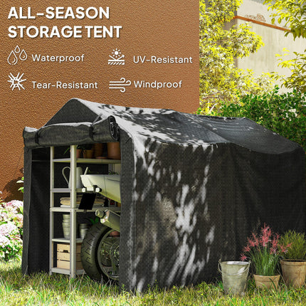 Garden Storage Tent with Roll-Up Door Waterproof Shelter - Black