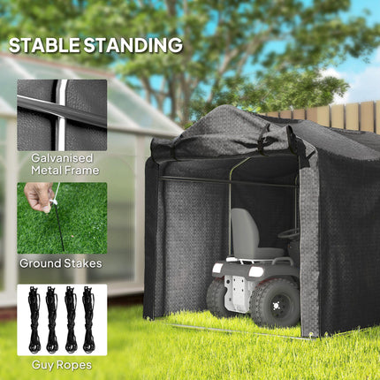 Garden Storage Tent with Roll-Up Door Waterproof Shelter - Black