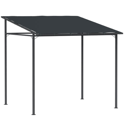 2.4 x 2.4 m Wall Mounted Lean-To Pergola Gazebo with PA Coated Fabric UPF30+ - Dark Grey