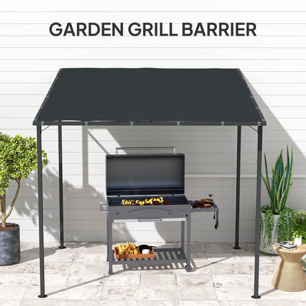 2.4 x 2.4 m Wall Mounted Lean-To Pergola Gazebo with PA Coated Fabric UPF30+ - Dark Grey