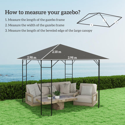 3 Piece 3x3m Gazebo Canopy Replacement Cover Water Resistant PVC - Grey