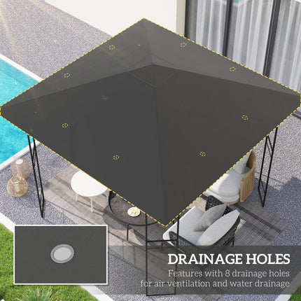 3 Piece 3x3m Gazebo Canopy Replacement Cover Water Resistant PVC - Grey