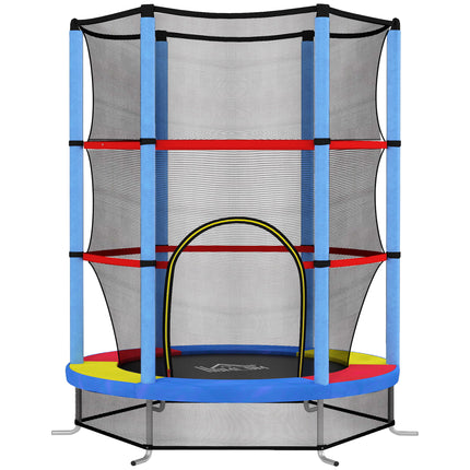 Kids Trampoline with Enclosure Net and Steel Frame for Ages 3-6 Years - Multicoloured